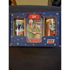 Vintage 1992 PEPSI "A Christmas Carol" SCROOGE Boxed Set VHS Tape & 2 Glasses‎
